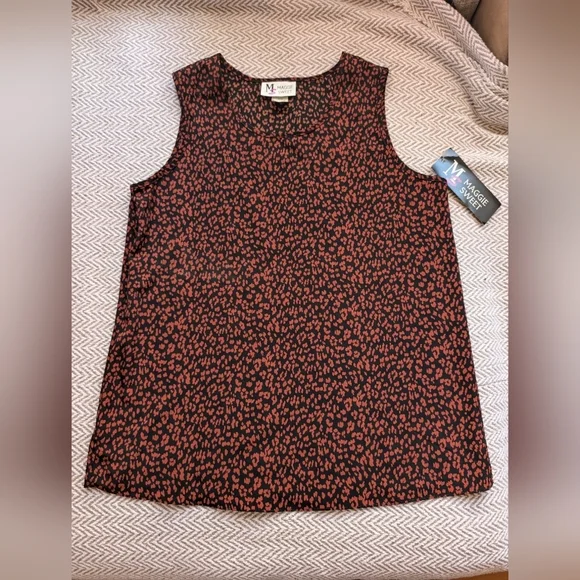 🎀$5 Maggie Sweet Vintage Women's Black and Rusty Brown Leopard Print Top - Picture 4 of 7